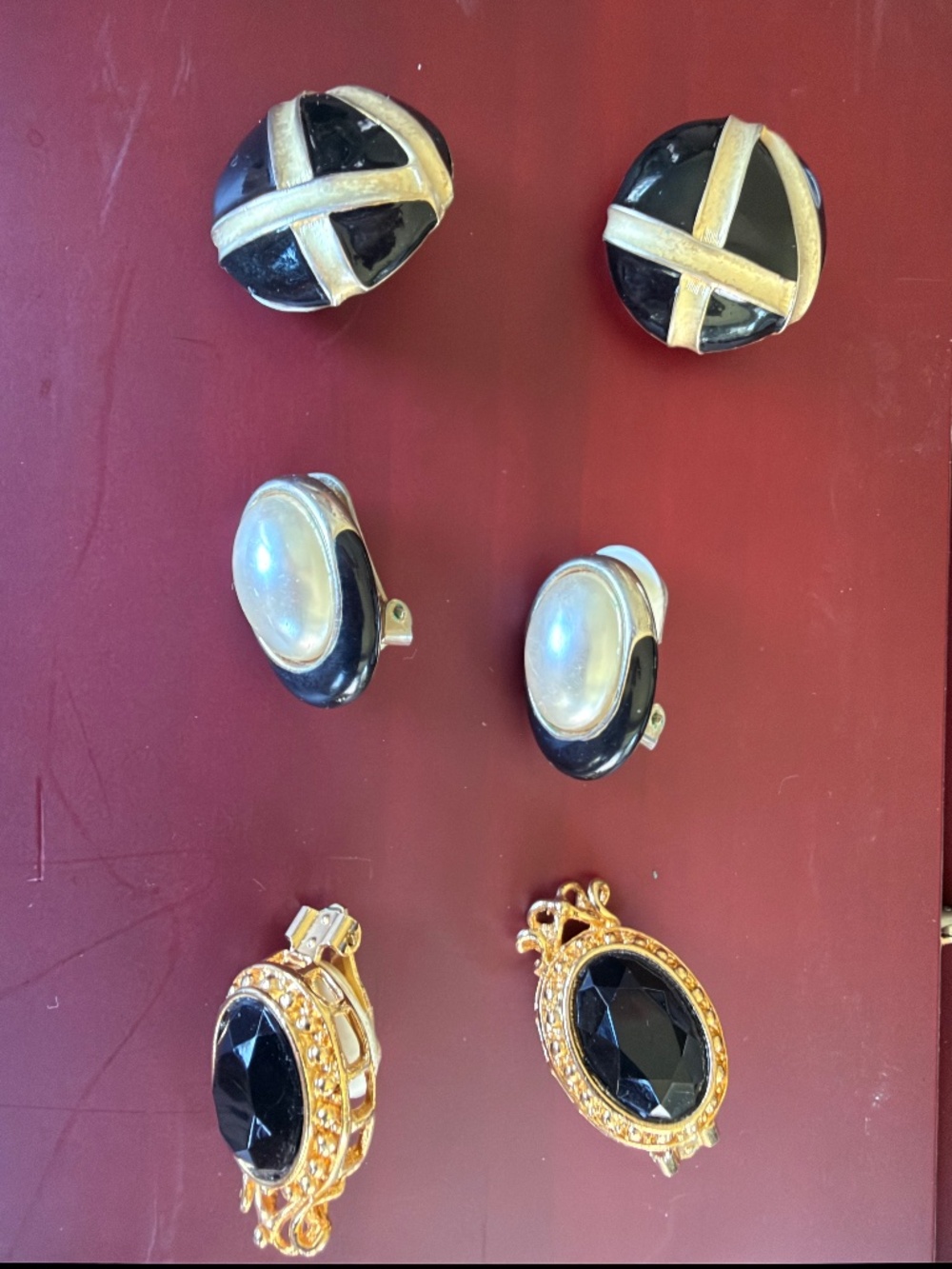 Three pairs of Monet style clip earrings